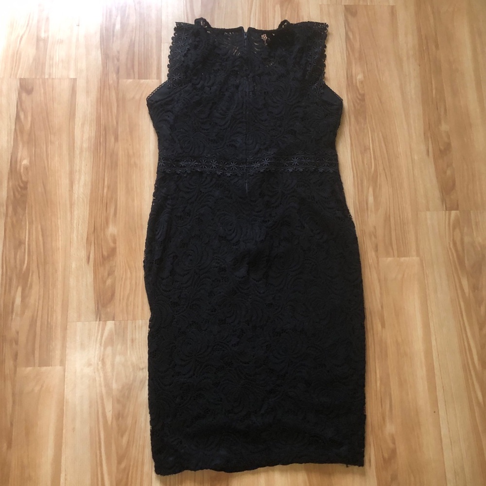Bisou Bisou Black Lace Midi Sheath Dress